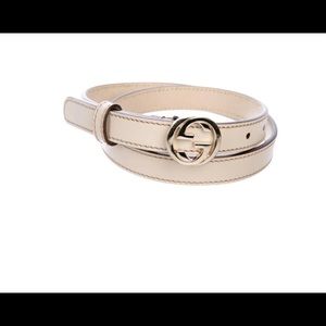 Cream Gucci thin sz S peg in belt